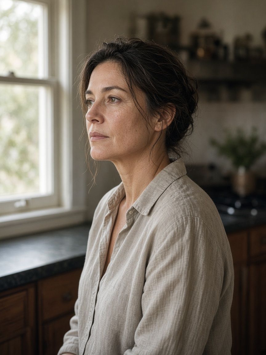 A person in thoughtful profile